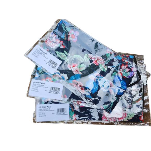 Set of 3 NEW Johnny Was 2-Layer Face Masks Floral Boho - Picture 1 of 4